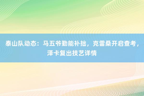 泰山队动态：马五爷勤能补拙，克雷桑开启查考，泽卡复出技艺详情