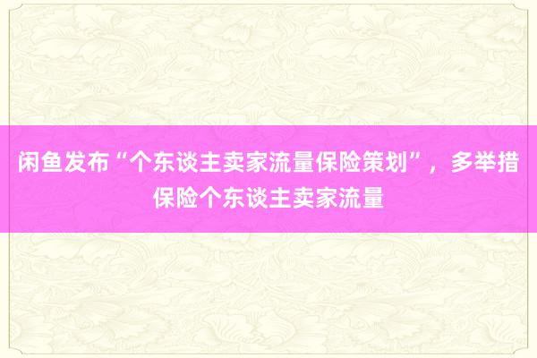 闲鱼发布“个东谈主卖家流量保险策划”，多举措保险个东谈主卖家流量