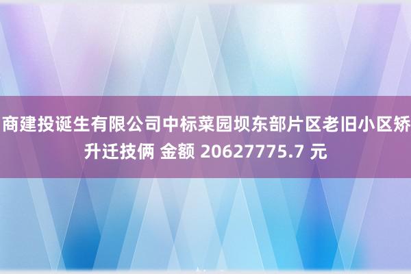 中商建投诞生有限公司中标菜园坝东部片区老旧小区矫正升迁技俩 金额 20627775.7 元