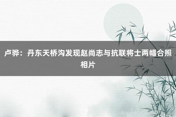 卢骅：丹东天桥沟发现赵尚志与抗联将士两幅合照相片