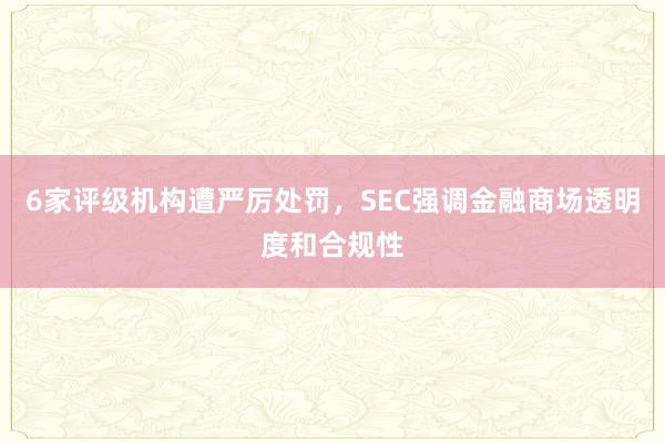 6家评级机构遭严厉处罚，SEC强调金融商场透明度和合规性