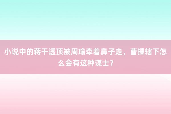 小说中的蒋干透顶被周瑜牵着鼻子走，曹操辖下怎么会有这种谋士？